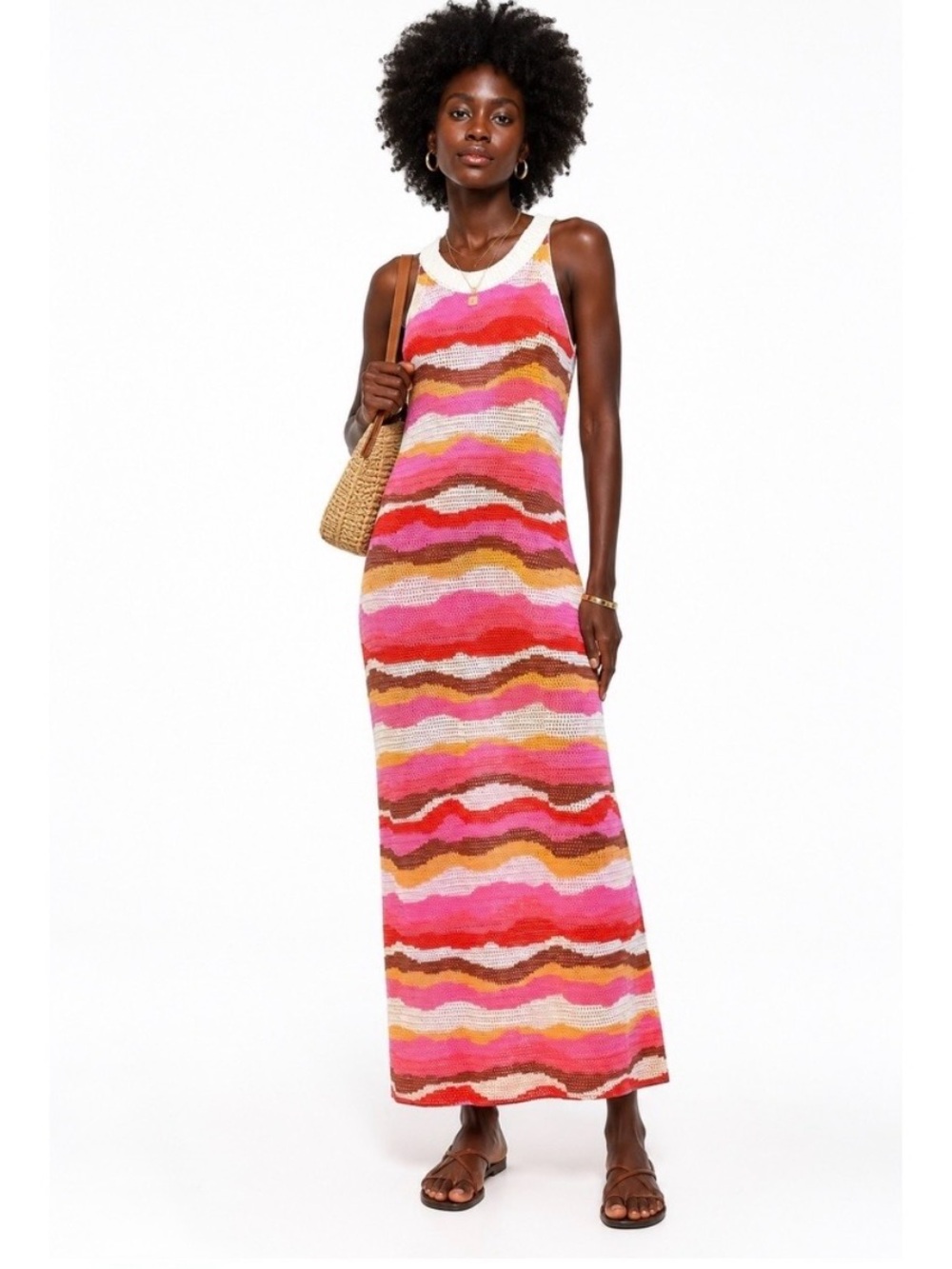NWT LOFT Striped Crochet Dress